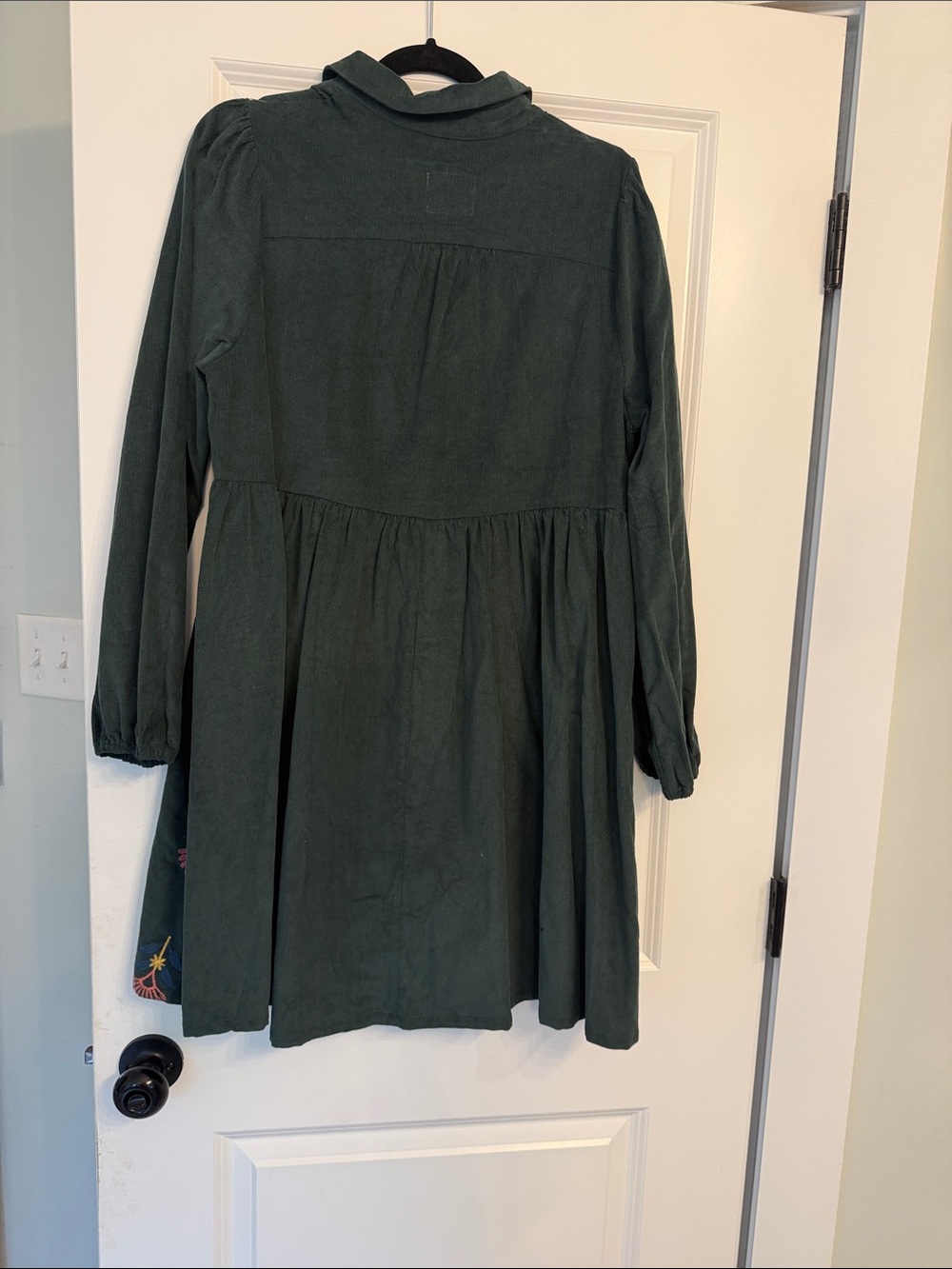 Umgee Forest Green Embroidered Corduroy Long Sleeve Dress - Picture 5 of 5